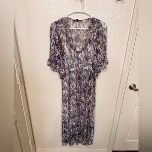 Vintage Betsey Johnson Purple and White Floral Maxi Dress